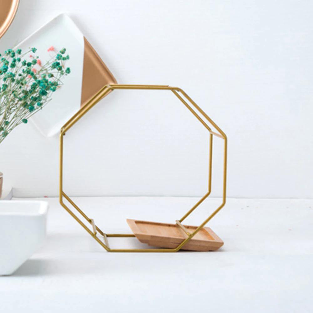 Geometric Ceramic Wall Planter with Octagonal Iron Frame