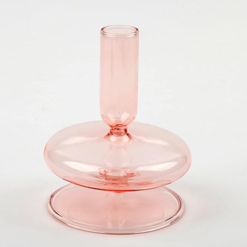 Pink Glass Taper Candle Holder & Vase Collection