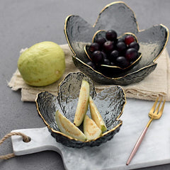 Textured Glass Flower Petal Bowls