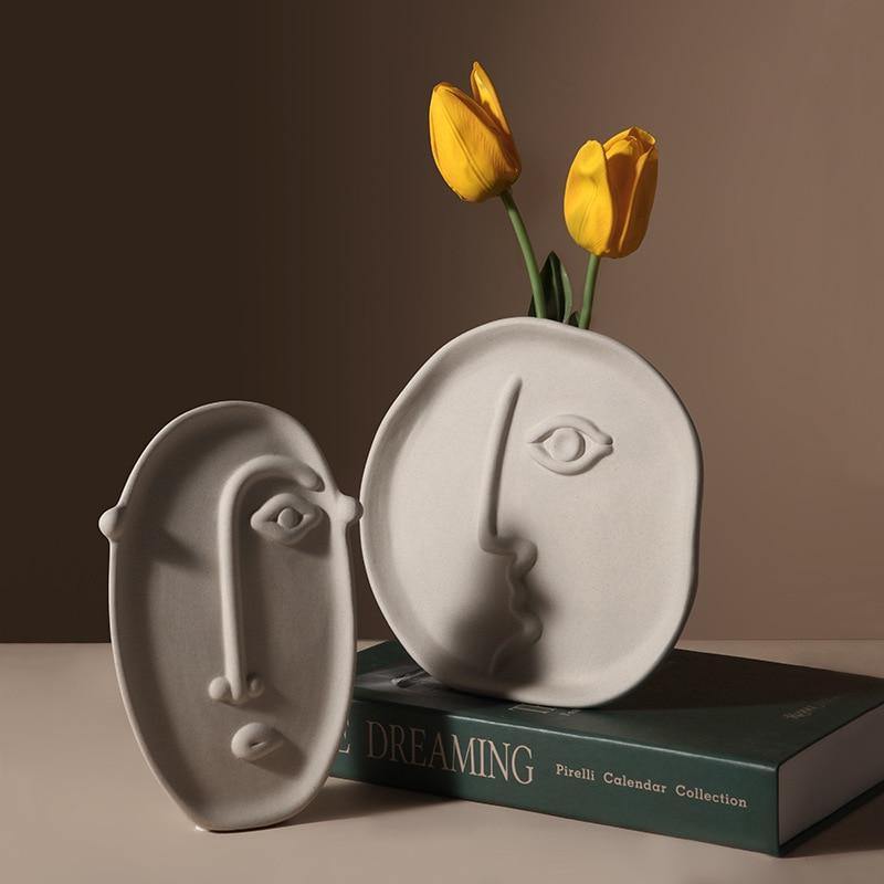 Abstract Face Ceramic Vase