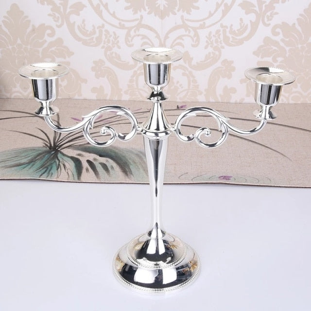 Metal Gold/Bronze Plated Candle Holder Retro 3-Arms