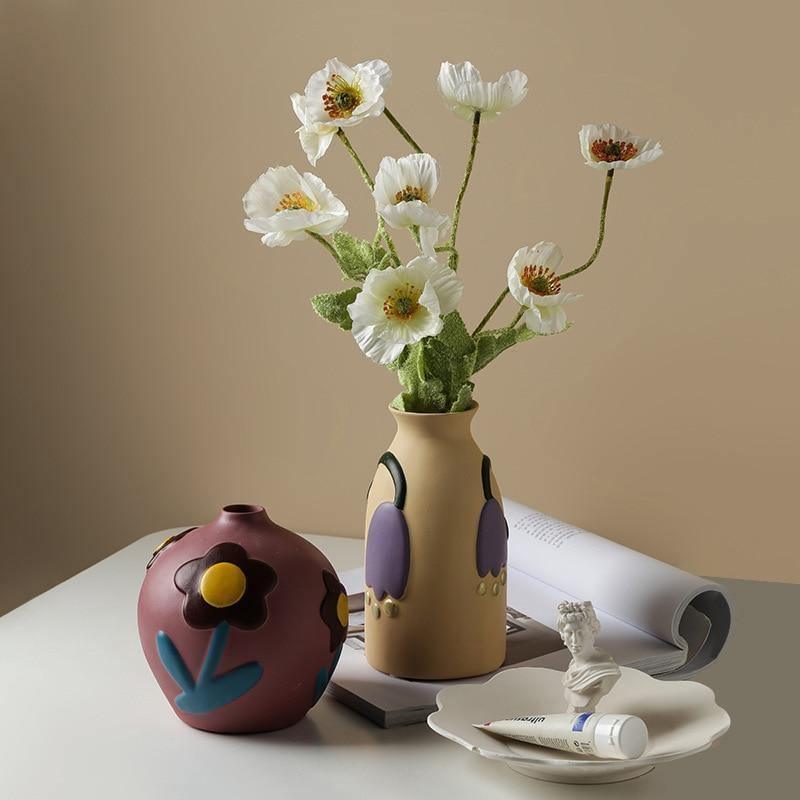 Flower Cutout Ceramic Vases