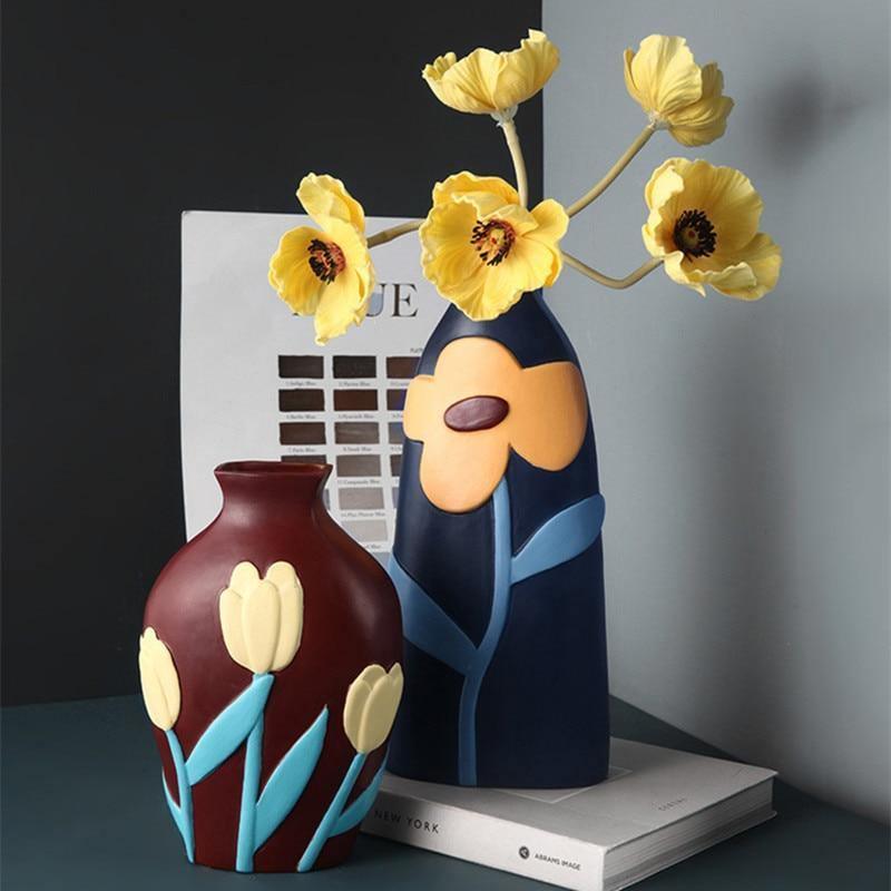 Flower Cutout Ceramic Vases