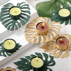 Wrought Iron Monstera Leaf Tealight Candle Holders