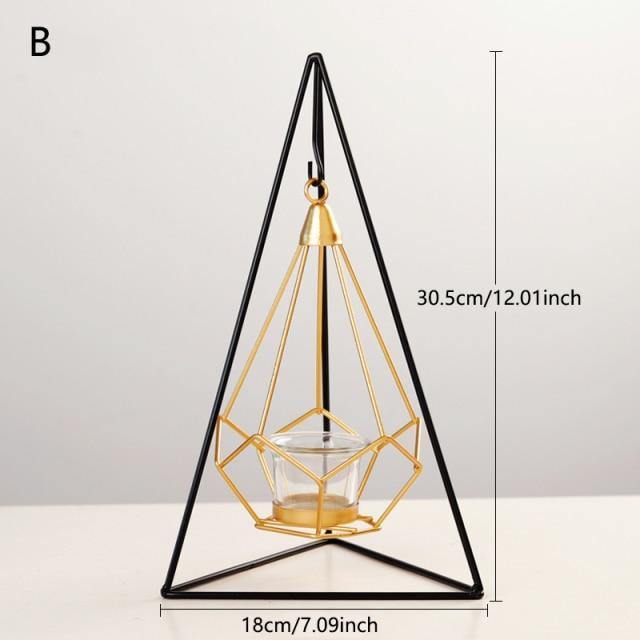 Geometric Iron Hanging Lantern Candle Holder or Vase